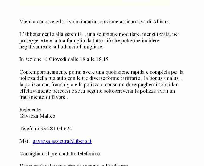 Convenzione con Allianz